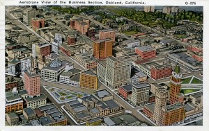 Aeroplane View of Business Section, Oakland, California mailed 1933  